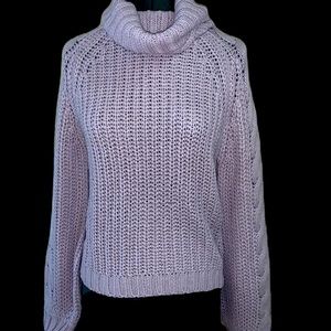 Derek Heart Lavender Cowl Neck Cable Knit Sweater Women’s Size M NWOT